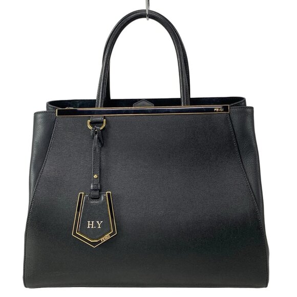 FENDI 2 Jours 8BH250 Black Leather - Tote Bag 679-082925 - Picture 1 of 14